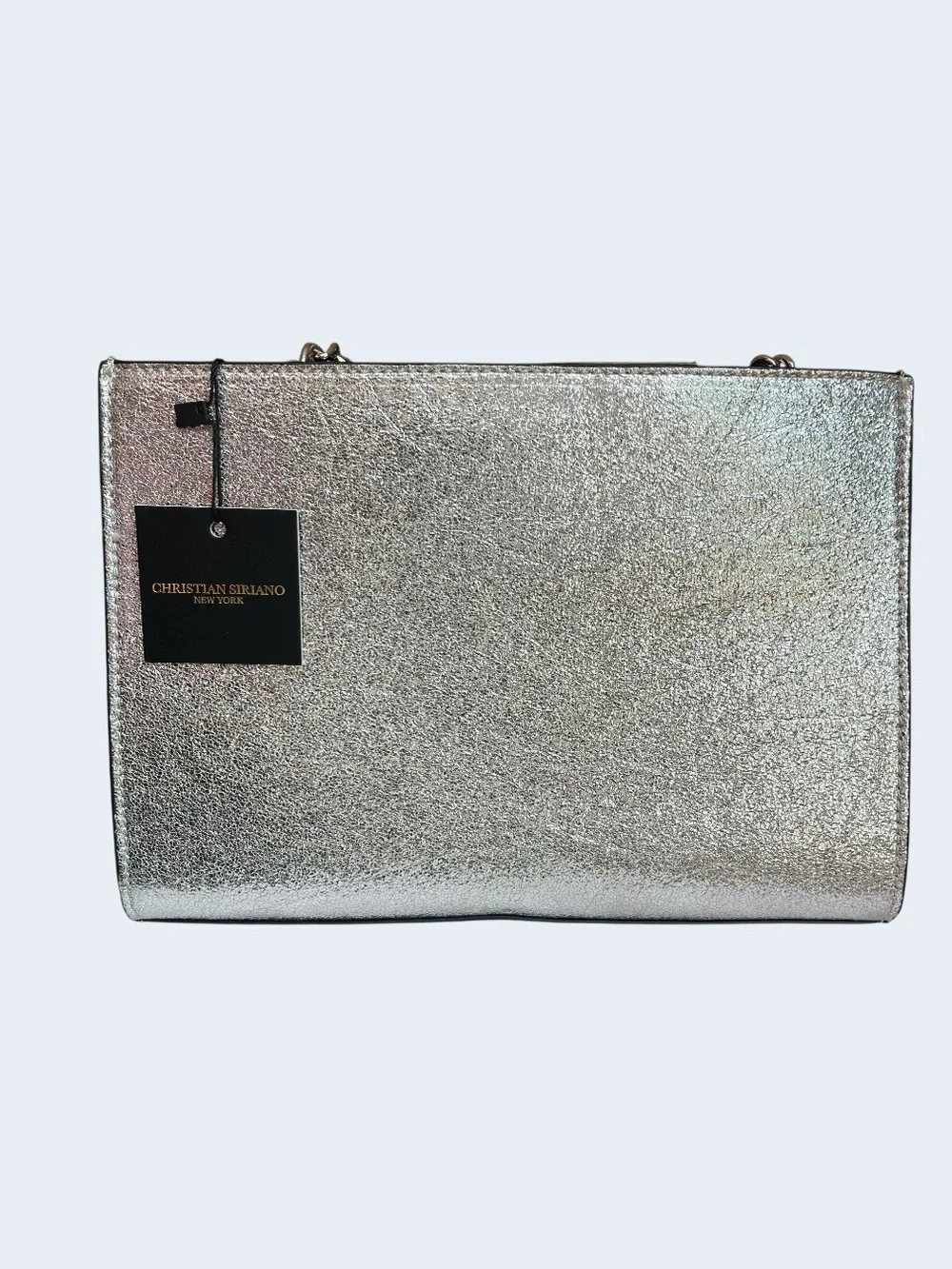 Rare Christian Siriano Metallic Silver Ruffle Clutch